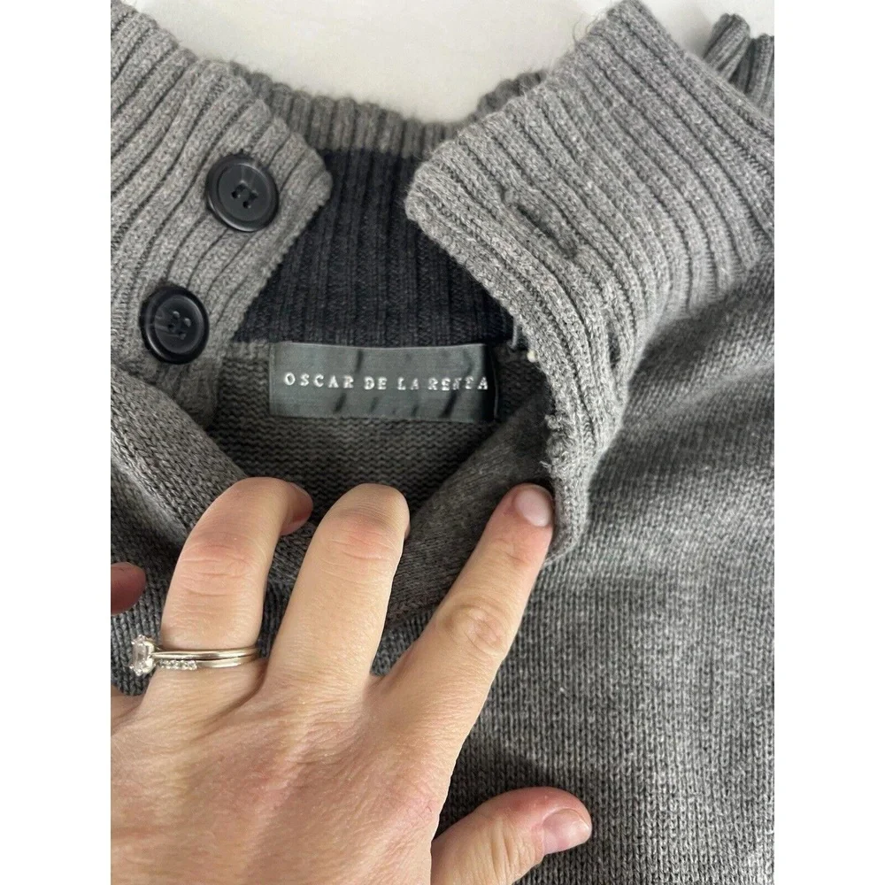 Oscar De La Renta Cardigan Sweater Mens Size XL Gray Stylish Knit Button Front C